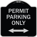 Signmission Permit Parking Bidirectional Arrow Heavy-Gauge Aluminum Architectural Sign, 18" x 18", BS-1818-23328 A-DES-BS-1818-23328